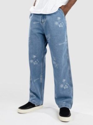 【関税込み】Carhartt Work In Progress ブルー Stamp ジーンズ Carhartt WIP Stamp graphic-print Tapered Jeans | Blue | FARFETCH